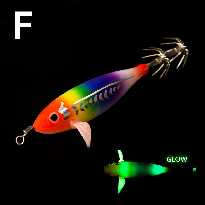 Luminous Squid Jig Artificial Bait Squid Fishing Lures Cuttlefish Webfoot Octopus Noctilucent Wood Shrimp Sea Fishing Lure