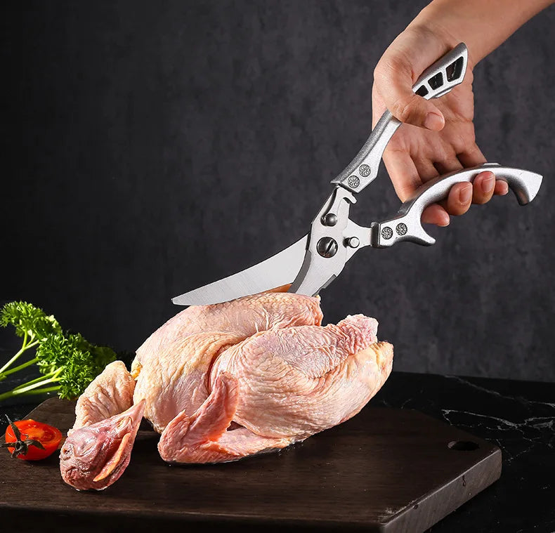 Kitchen Scissors Multifunctional Stainless Steel Food Scissors Chicken Bone Meat Fishing Crab Greens Cutting Trimming Scissors - Action Outdoors Kiwi