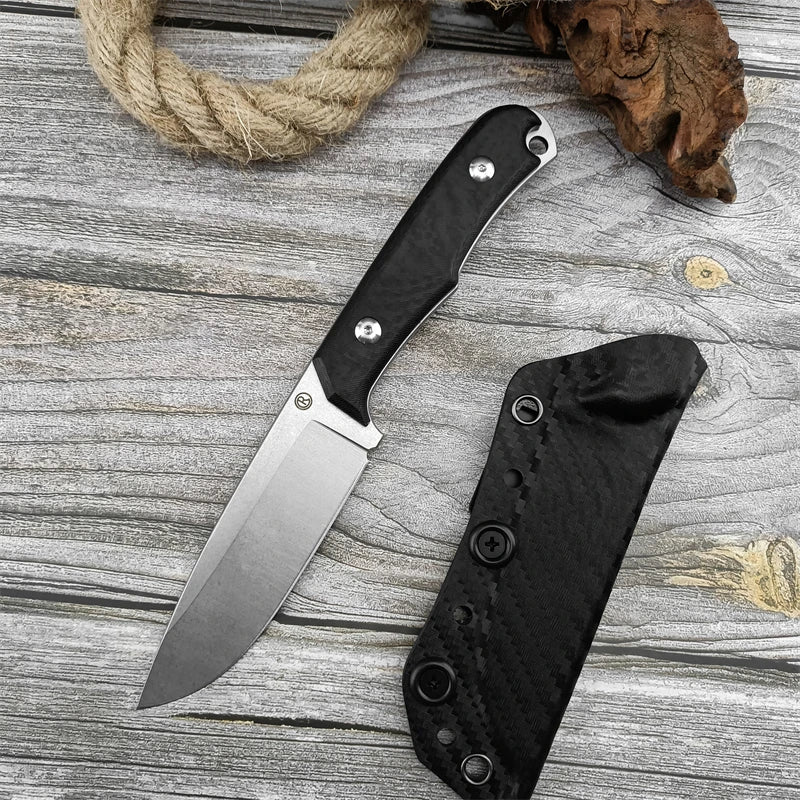 High hardness R small straight knife fishing and hunting tactics G10 and hemp handle survival tools rescue camping fixed knife - Action Outdoors Kiwi