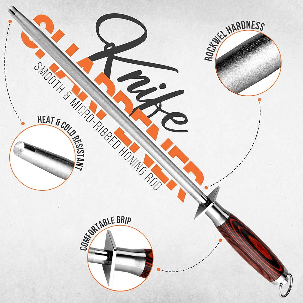 Professional Diamond Knife Sharpener 12 inch Color Wood Handle Handheld Kitchen Knife Sharpener Knife Fast sharp for All Knives - Action Outdoors Kiwi