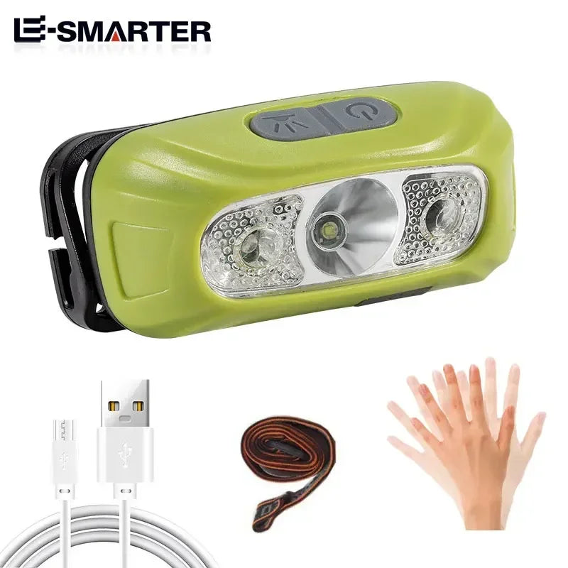 Mini Rechargeable Powerful Sensor Headlamp Fishing Camping USB Head Flashlight COB LED Head Light Torch Headlights Front Lantern - Action Outdoors Kiwi