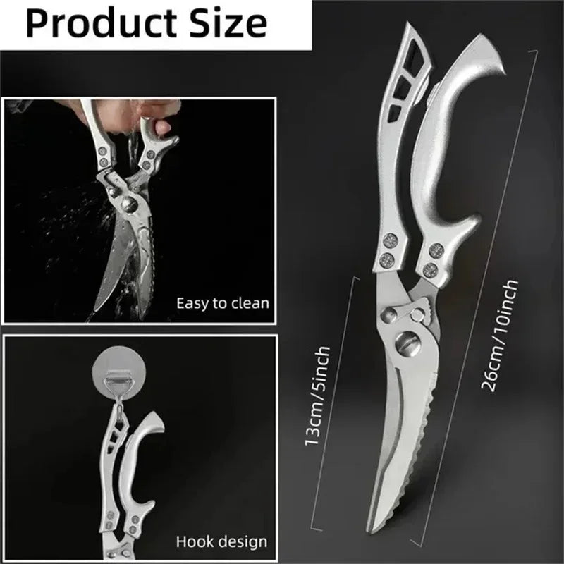Laser Damascus Kitchen Knife Cleaver Meat Fruit Bread Knife Barbecue Boning Knife Cut Chicken Convenient Scissors Kitchen Knives - Action Outdoors Kiwi