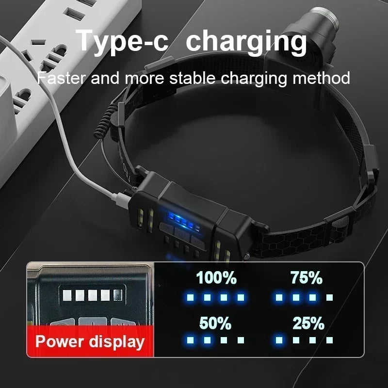 High Power LED Headlamp 7 Mode COB Sensor Headlight Head Torch Flashlight Head Lamp By 18650 Battery For Camping Fishing Hunting - Action Outdoors Kiwi