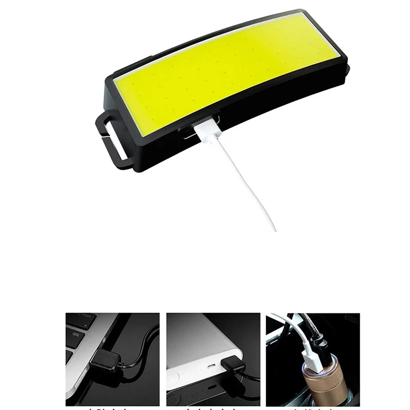 1 Pc Strong Light High Brightness Cob Headlight Usb Charging Head Mounted Night Fishing Light Outdoor Cycling Floodlight - Action Outdoors Kiwi