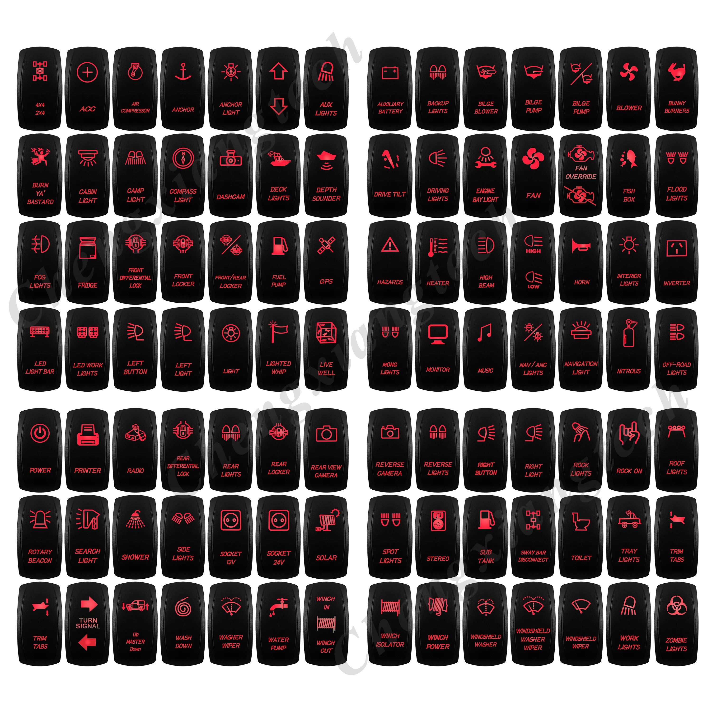 Red Led Light Bar Car Boat Rocker Switch 12V/24V Marine Grade Toggle Switch SPST/DPDT for Polaris Jeep Autosteer Auto Machinery - Action Outdoors Kiwi