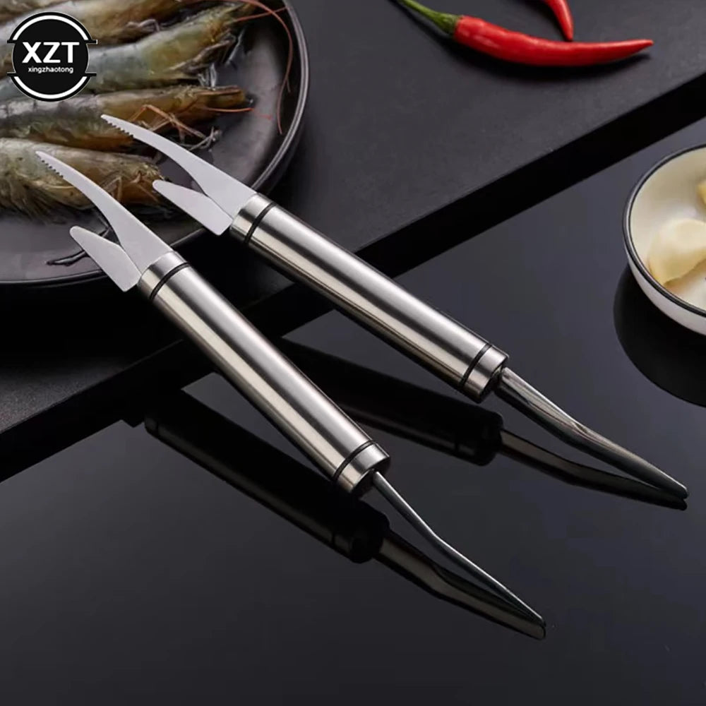 1pc Stainless Steel Shrimp Peeler Prawn Shrimp Deveiner Fishing Knife Lobster Shell Remover Peel Device Kitchen Seafood Tools - Action Outdoors Kiwi