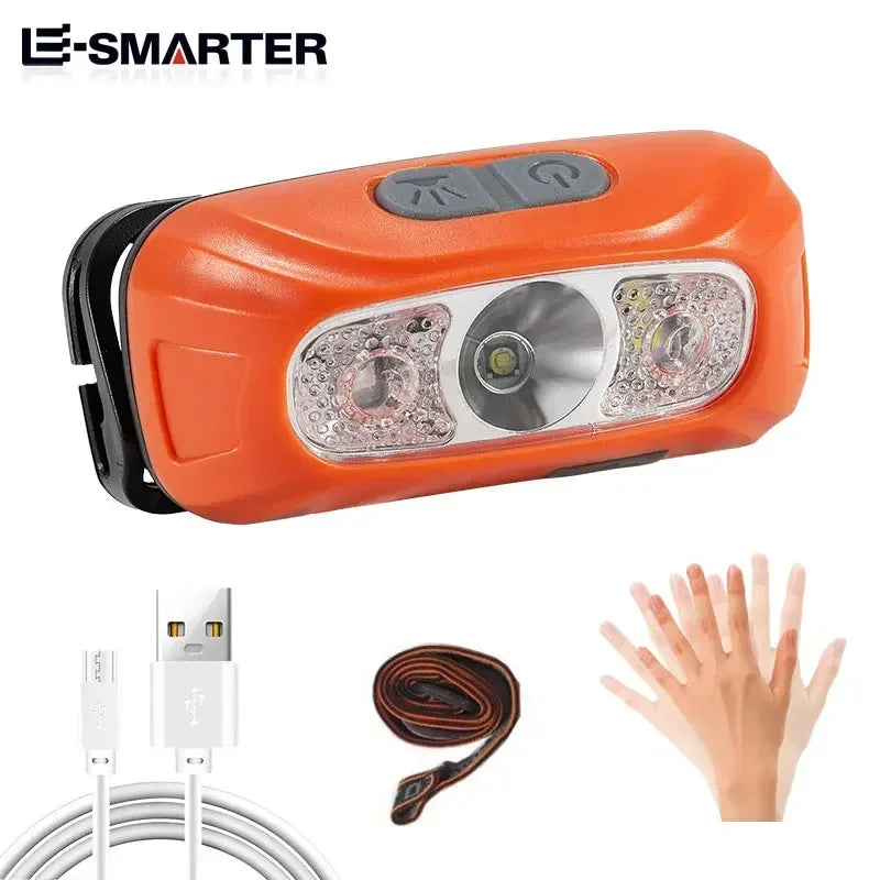 Mini Rechargeable Powerful Sensor Headlamp Fishing Camping USB Head Flashlight COB LED Head Light Torch Headlights Front Lantern - Action Outdoors Kiwi