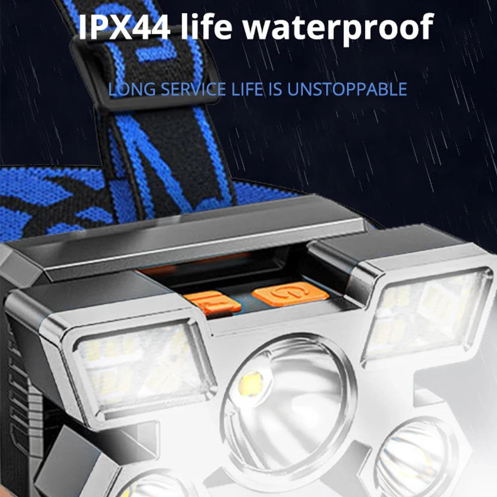 Outdoor High brightness 5LED Headset flashlight Outdoor household portable USB rechargeable Fishing miner lamp Strong headlight - Action Outdoors Kiwi