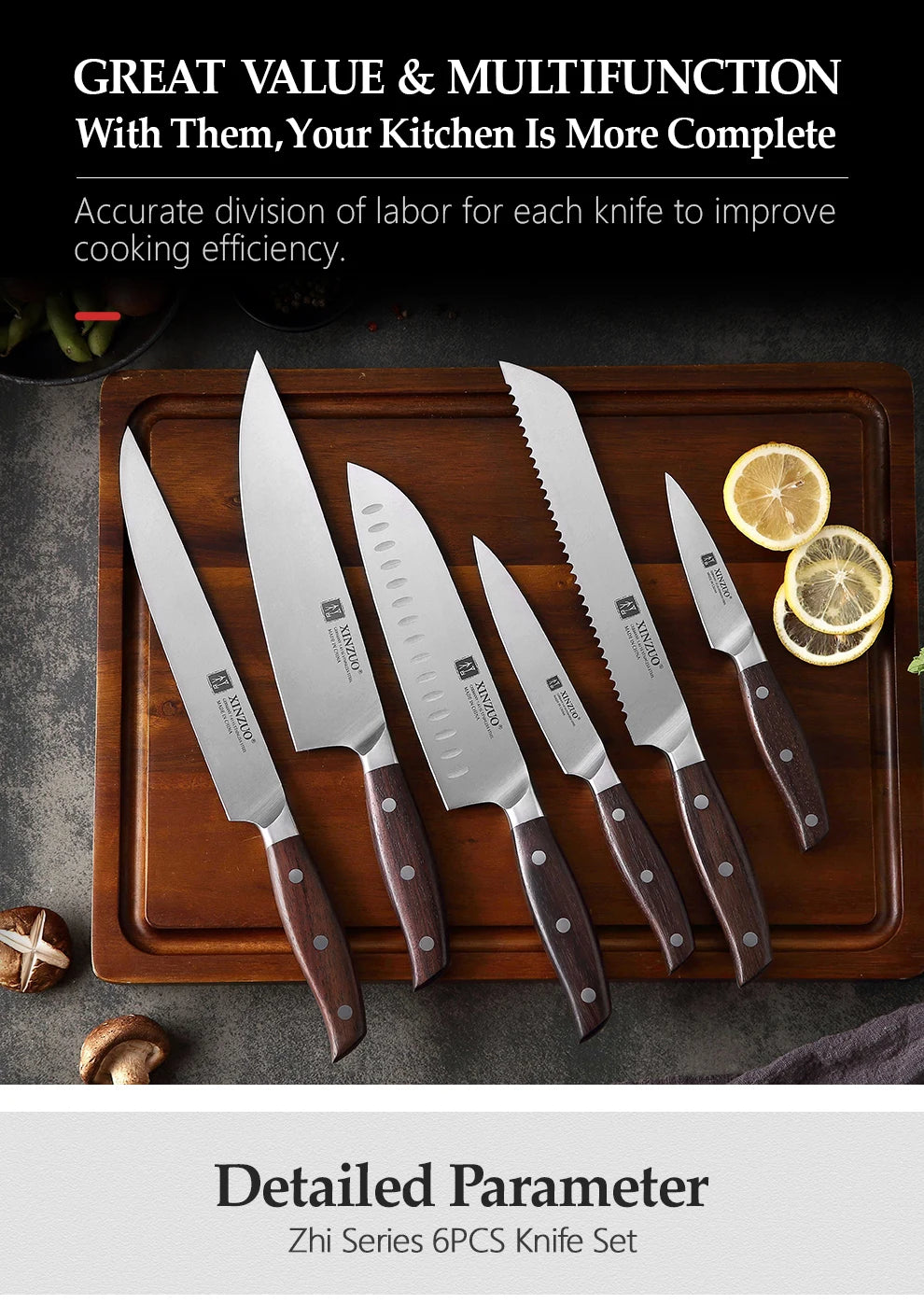 XINZUO Kitchen Tools 6 PCS Kitchen Knife Set - Action Outdoors Kiwi