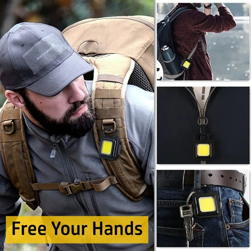1000 LM Super Bright MINI COB Keychain Flashlight Charging Lamp Camping Lights with Magnet 4 Lighting Modes for Camping Home - Action Outdoors Kiwi