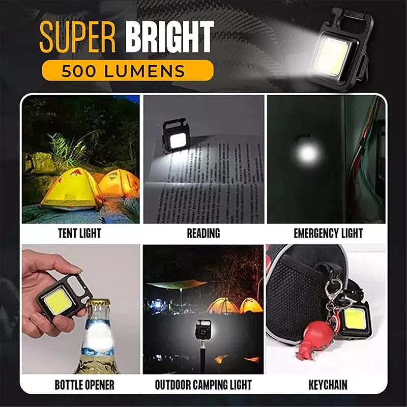 1000 LM Super Bright MINI COB Keychain Flashlight Charging Lamp Camping Lights with Magnet 4 Lighting Modes for Camping Home - Action Outdoors Kiwi