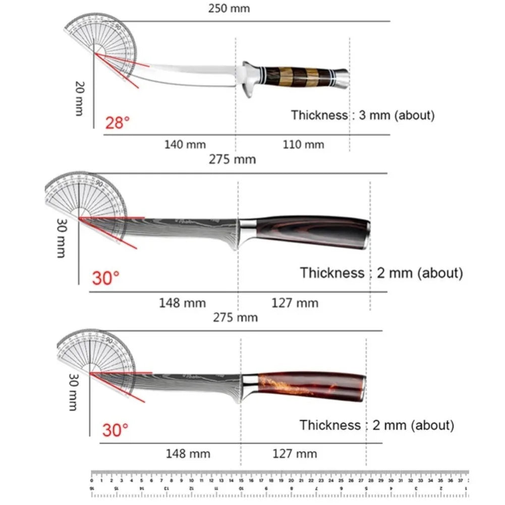 Wood Handle Sashime Knife Fish Filleting Knife High Stainless Steel Kitchen Knives Meat Cleaver Boning Knife Chef Slicing Tools - Action Outdoors Kiwi