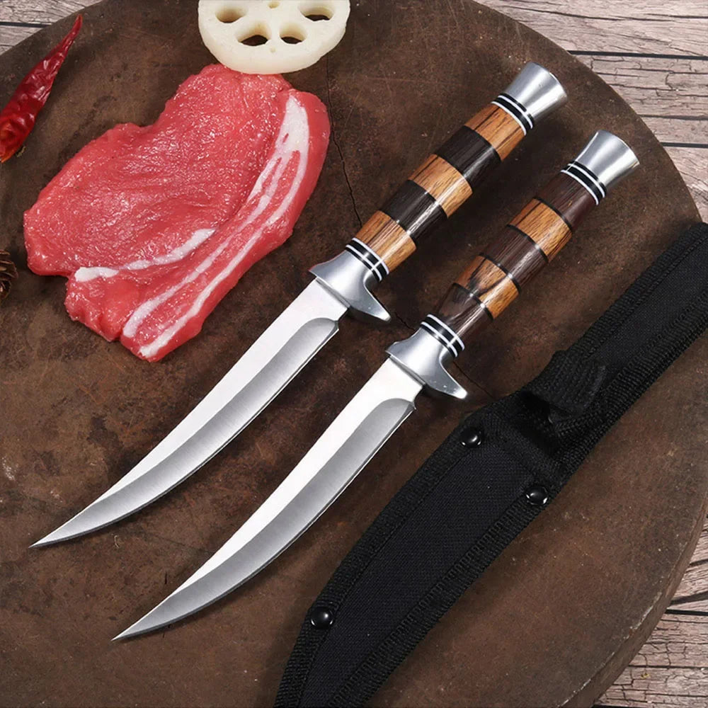 Wood Handle Sashime Knife Fish Filleting Knife High Stainless Steel Kitchen Knives Meat Cleaver Boning Knife Chef Slicing Tools - Action Outdoors Kiwi