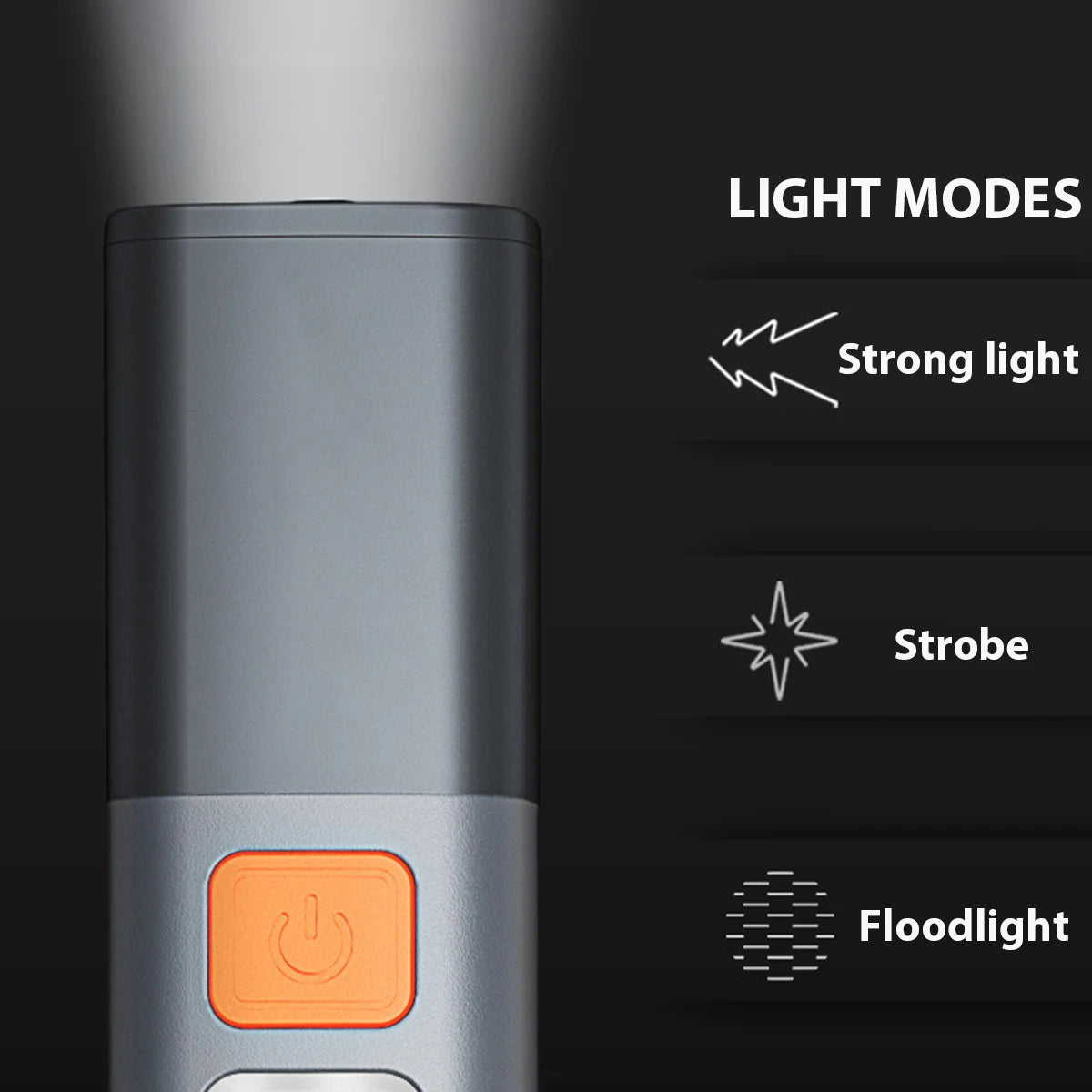 Strong Lighting ABS Flashlamp USB Charging Portable Outdoor Small Flashlight Camping Hanging Lamp Telescopic Focus COB Side Lamp - Action Outdoors Kiwi