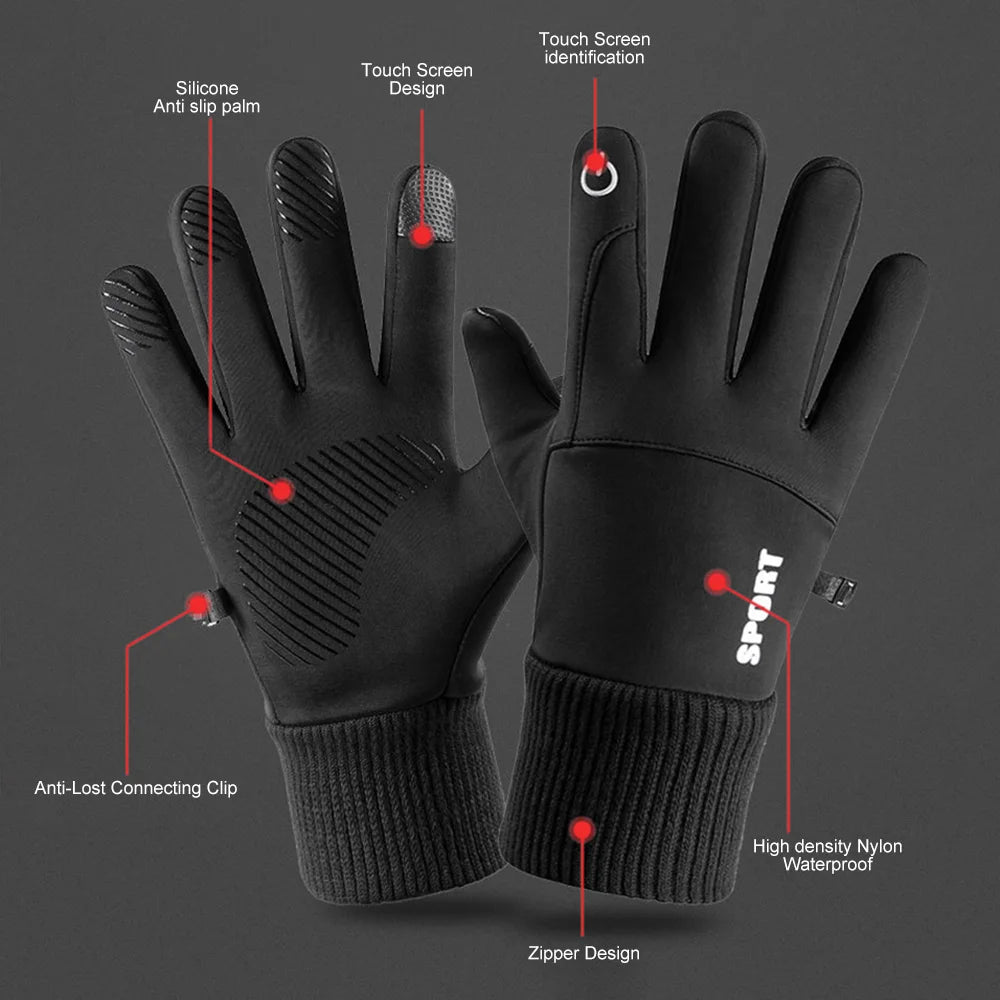 Winter Waterproof Women's Gloves Touchscreen Windproof Sports Fishing Driving Motorcycle Ski Non-slip Warm Cycling Men Gloves - Action Outdoors Kiwi