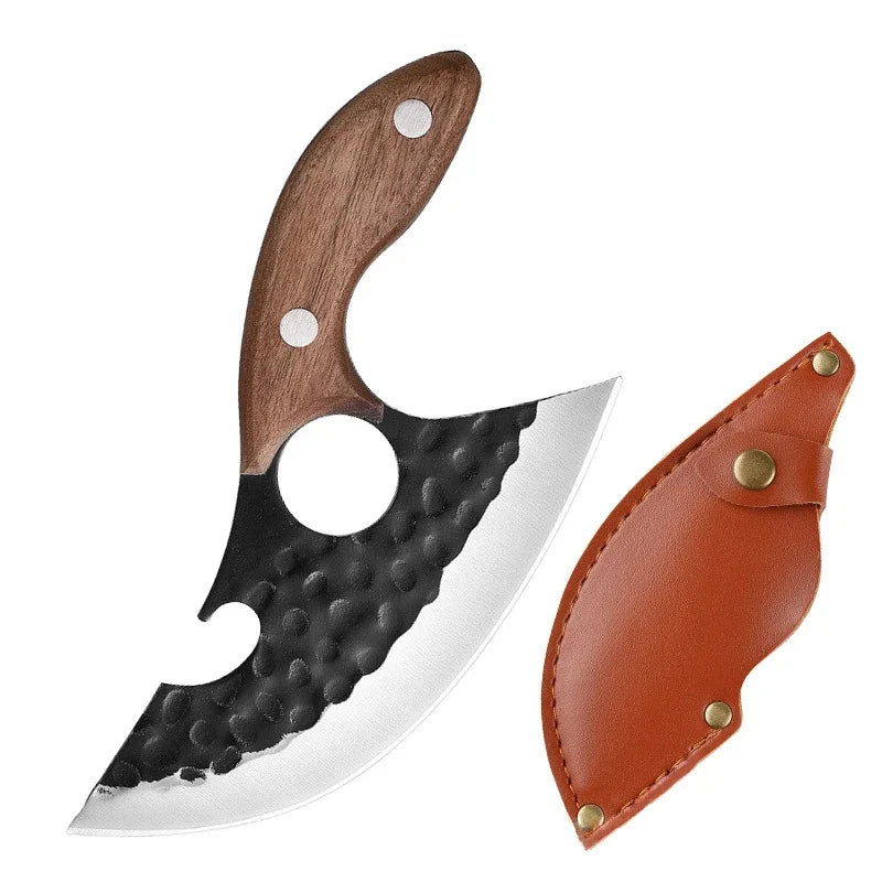 Barbecue Knife Can Open Bottle Cleaver Meat Fruit Vegetables Utility Boning Knife Kitchen Chef Knives Wooden Handle With Sheath - Action Outdoors Kiwi