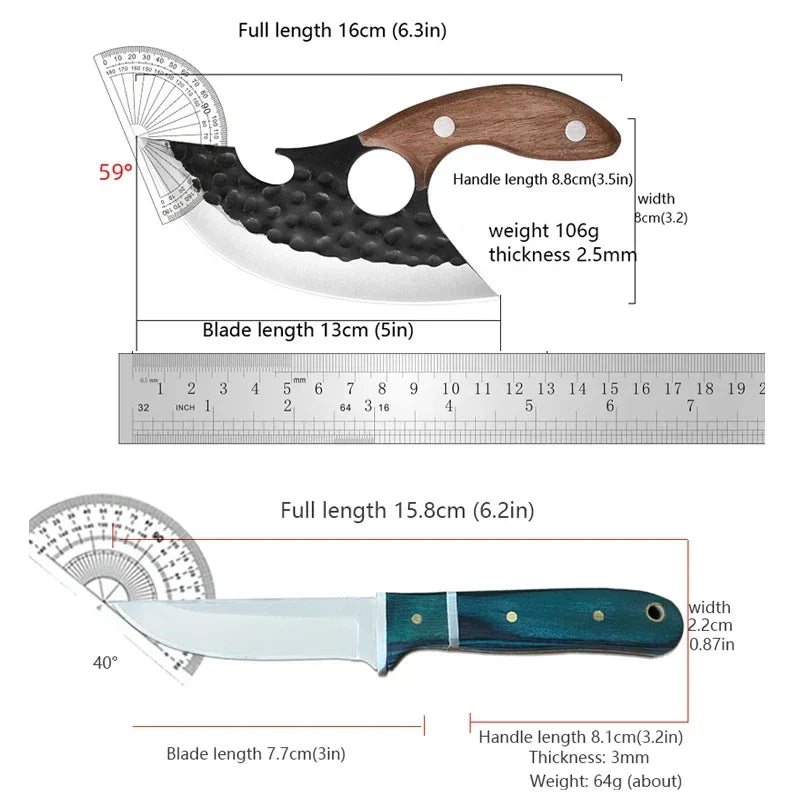Barbecue Knife Can Open Bottle Cleaver Meat Fruit Vegetables Utility Boning Knife Kitchen Chef Knives Wooden Handle With Sheath - Action Outdoors Kiwi
