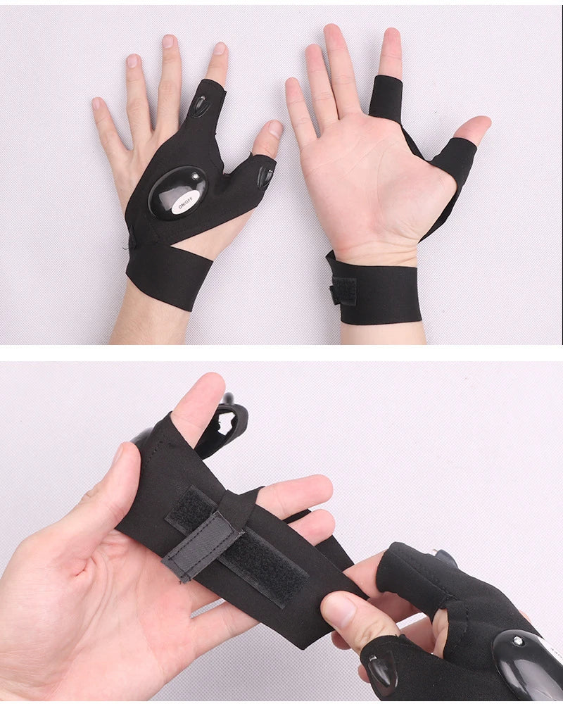 Half-finger Fishing Gloves Led Flashlight Waterproof Flashlight Outdoor Hiking Camping Fishing Rescue Survival Lighting Tool - Action Outdoors Kiwi