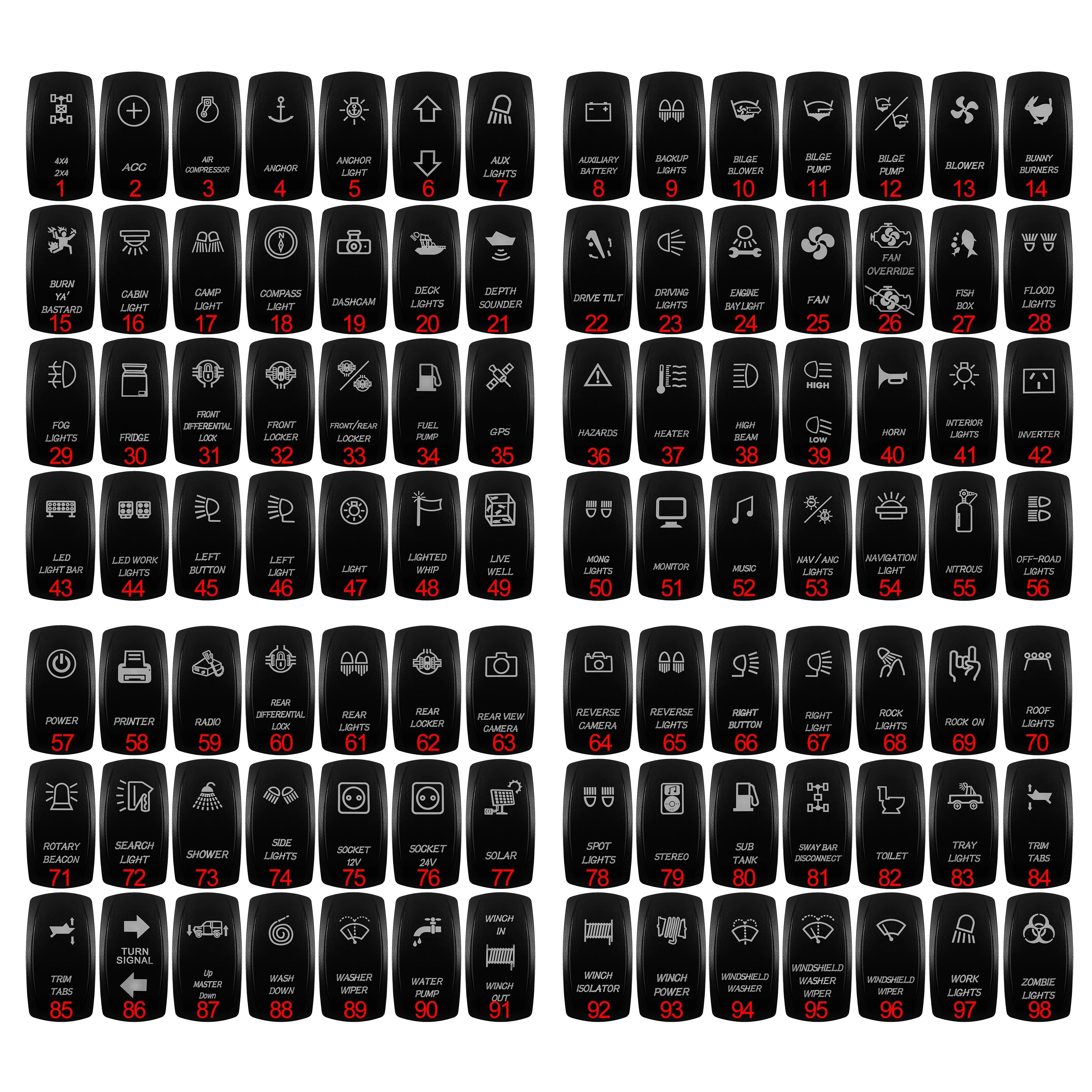 Red Led Light Bar Car Boat Rocker Switch 12V/24V Marine Grade Toggle Switch SPST/DPDT for Polaris Jeep Autosteer Auto Machinery - Action Outdoors Kiwi