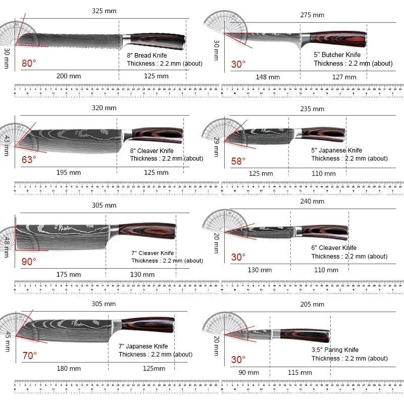 Laser Damascus Kitchen Knife Cleaver Meat Fruit Bread Knife Barbecue Boning Knife Cut Chicken Convenient Scissors Kitchen Knives - Action Outdoors Kiwi