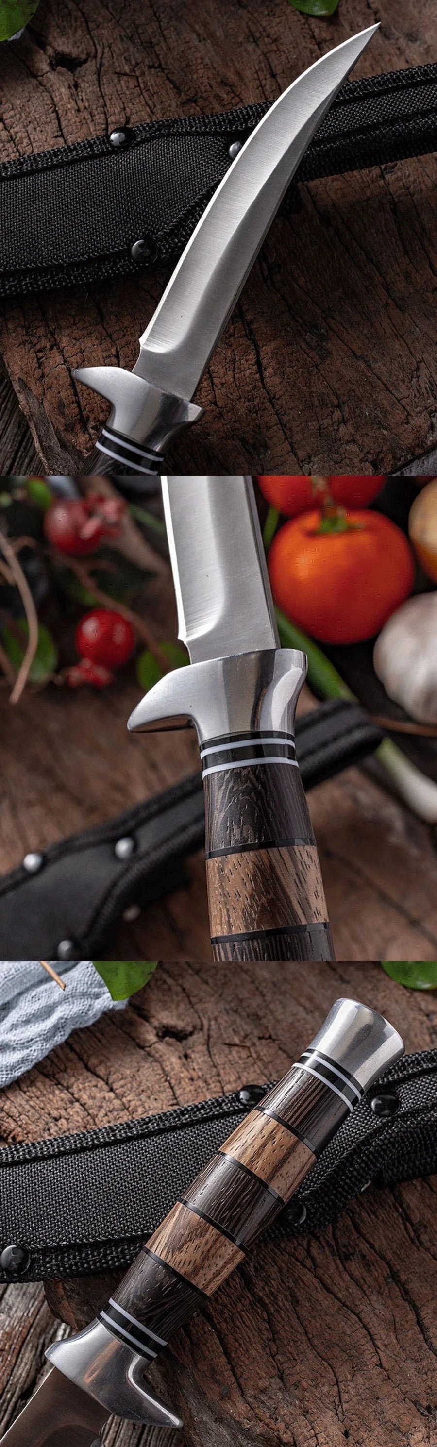 Wood Handle Sashime Knife Fish Filleting Knife High Stainless Steel Kitchen Knives Meat Cleaver Boning Knife Chef Slicing Tools - Action Outdoors Kiwi