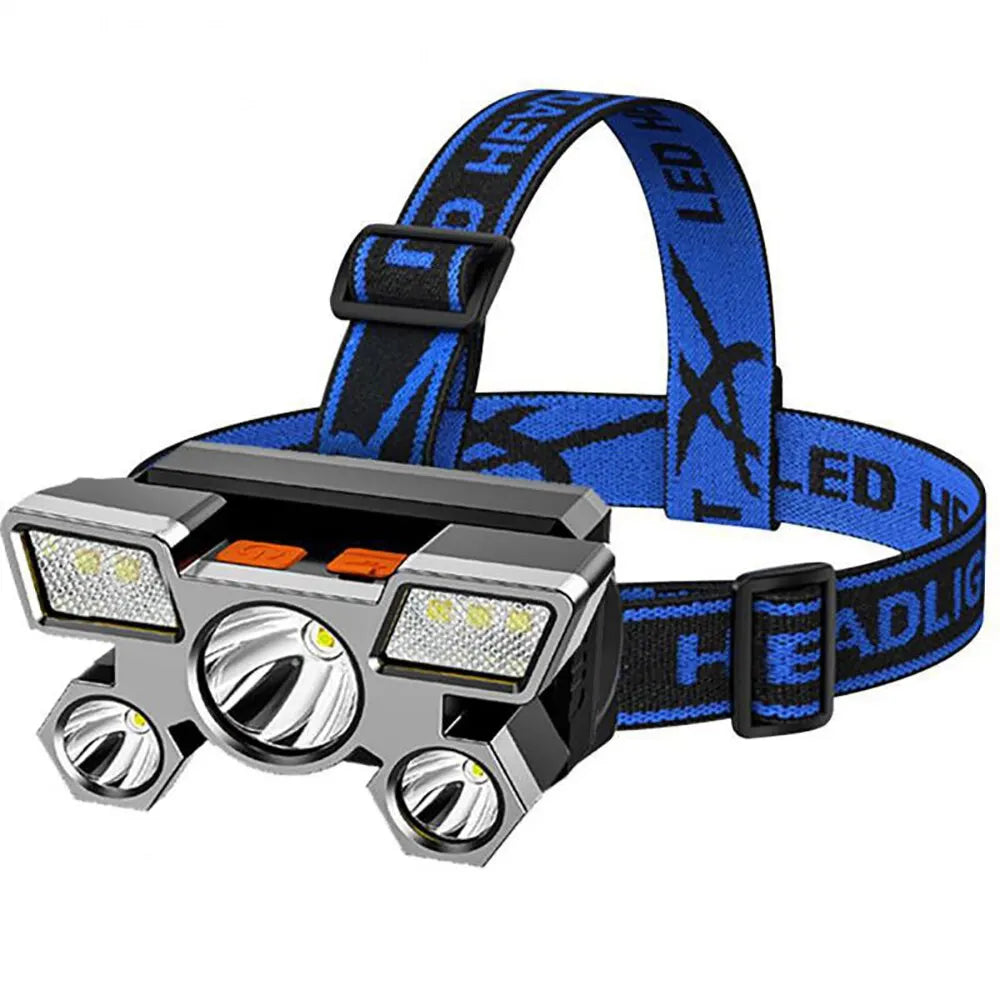 5*LED High Power Headlamp, Super Bright Rechargeable Fishing Camping Light, Long Distance Head Mounted Mining Lamp, Flashlight - Action Outdoors Kiwi