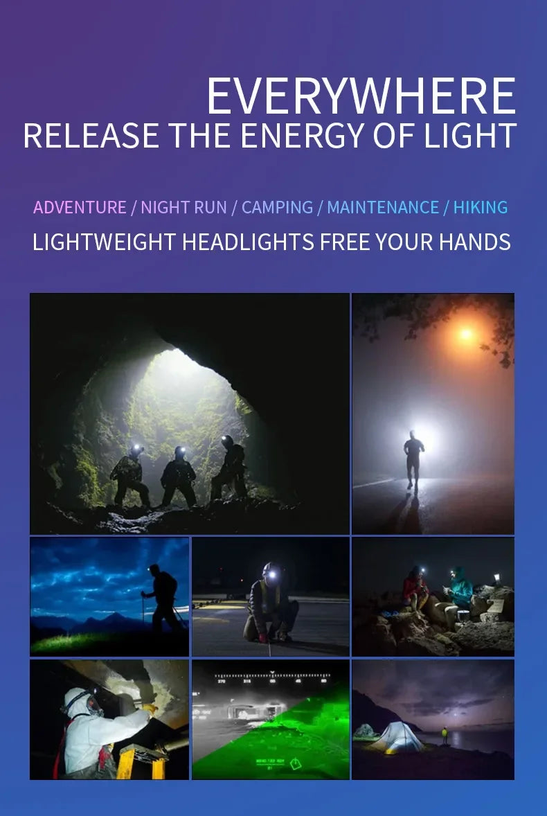 Mini Rechargeable Powerful Sensor Headlamp Fishing Camping USB Head Flashlight COB LED Head Light Torch Headlights Front Lantern - Action Outdoors Kiwi