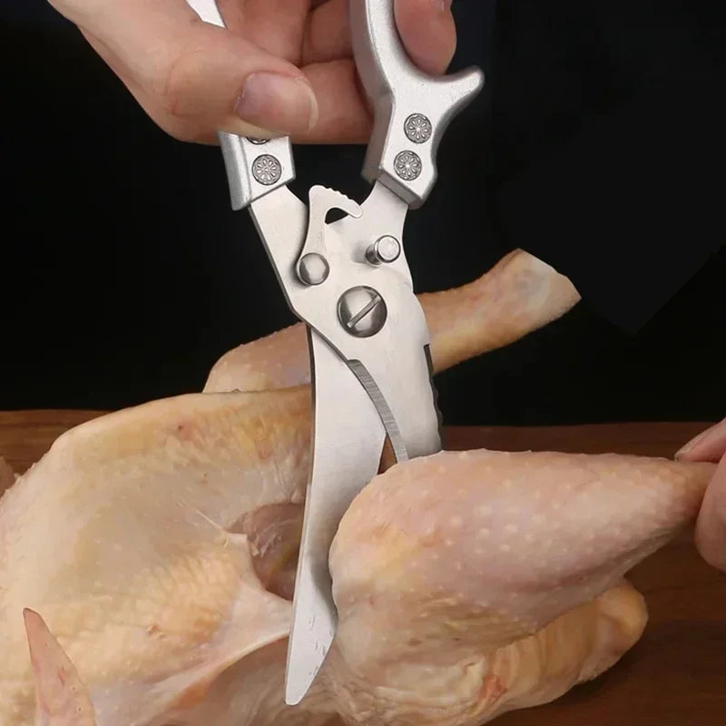 Laser Damascus Kitchen Knife Cleaver Meat Fruit Bread Knife Barbecue Boning Knife Cut Chicken Convenient Scissors Kitchen Knives - Action Outdoors Kiwi