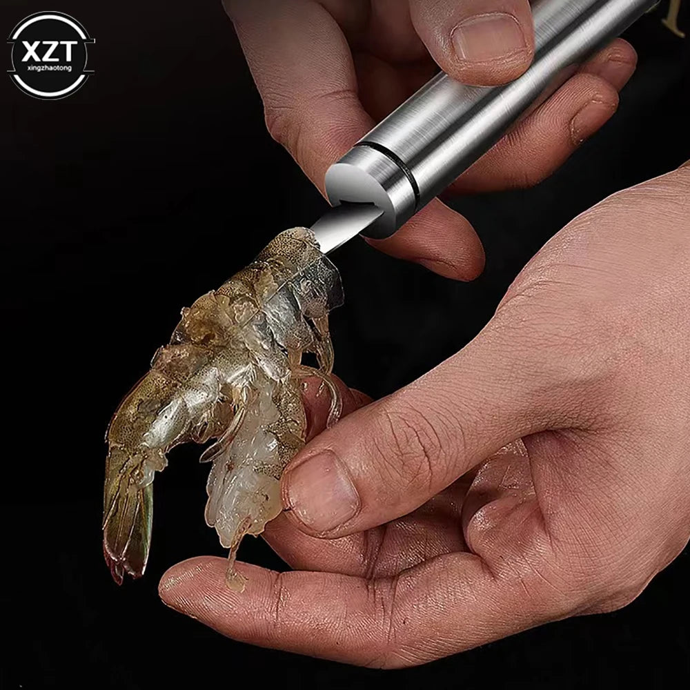1pc Stainless Steel Shrimp Peeler Prawn Shrimp Deveiner Fishing Knife Lobster Shell Remover Peel Device Kitchen Seafood Tools - Action Outdoors Kiwi