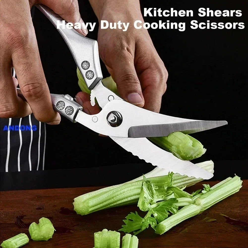Laser Damascus Kitchen Knife Cleaver Meat Fruit Bread Knife Barbecue Boning Knife Cut Chicken Convenient Scissors Kitchen Knives - Action Outdoors Kiwi