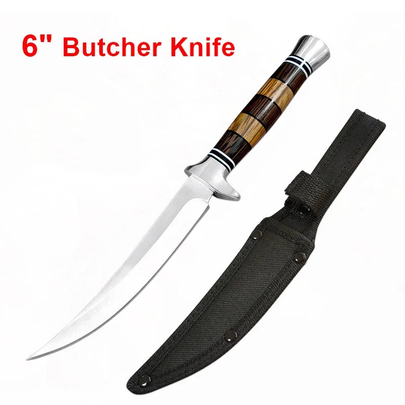 Wood Handle Sashime Knife Fish Filleting Knife High Stainless Steel Kitchen Knives Meat Cleaver Boning Knife Chef Slicing Tools - Action Outdoors Kiwi