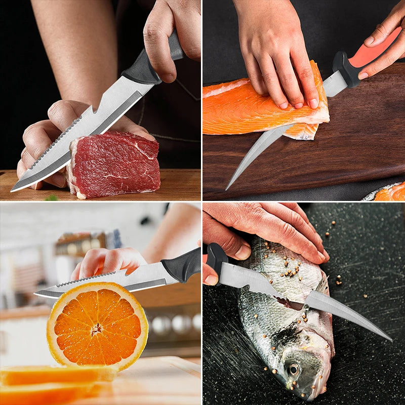 Stainless Steel Multifunctional Fishing Knife Fish Killing Knives Fish Planing Knife Kitchen Sharp Meat Cleaver Fruit Knife - Action Outdoors Kiwi