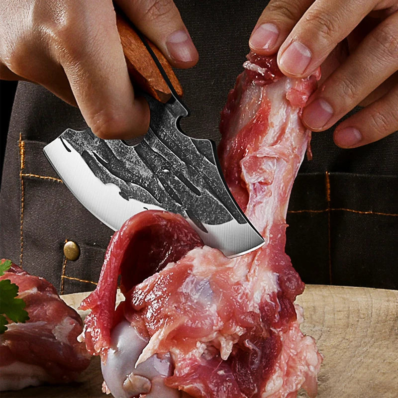 Forged Meat Cleaver Kitchen Chef Knife Fishing Boning Fruit Cutting Knife BBQ Butcher Portable Utility Viking Knife Can Opener - Action Outdoors Kiwi