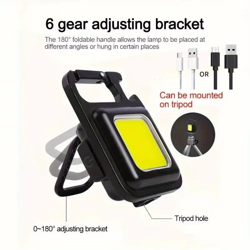 Mini LED Flashlight Keychain Multifunctional Portable COB Camping Lamps USB Charging Work Lights Outdoor Fishing Hiking Lanterna - Action Outdoors Kiwi
