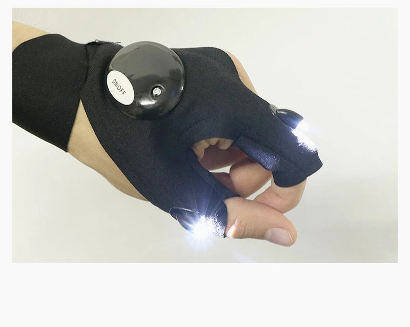 Half-finger Fishing Gloves Led Flashlight Waterproof Flashlight Outdoor Hiking Camping Fishing Rescue Survival Lighting Tool - Action Outdoors Kiwi