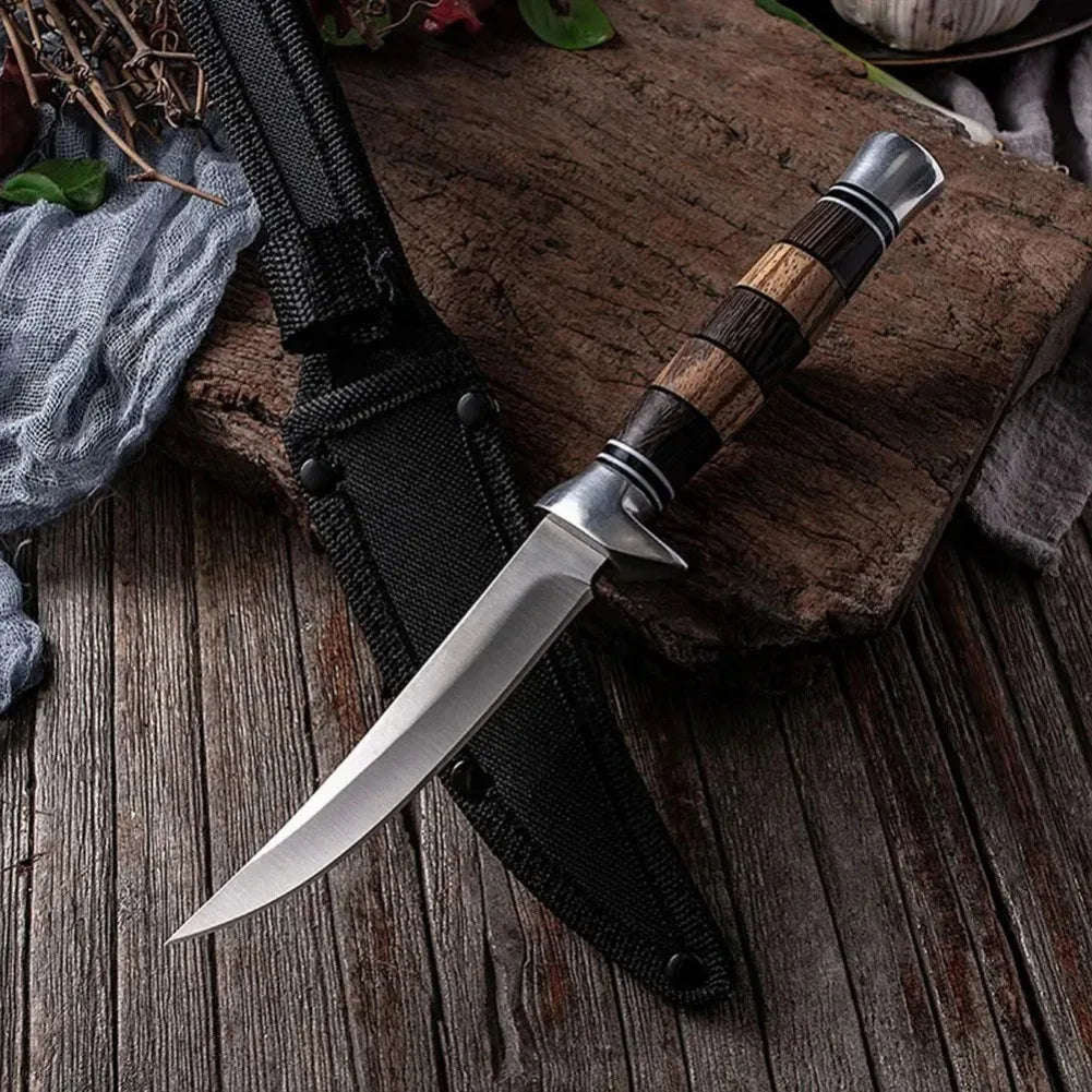 Wood Handle Sashime Knife Fish Filleting Knife High Stainless Steel Kitchen Knives Meat Cleaver Boning Knife Chef Slicing Tools - Action Outdoors Kiwi