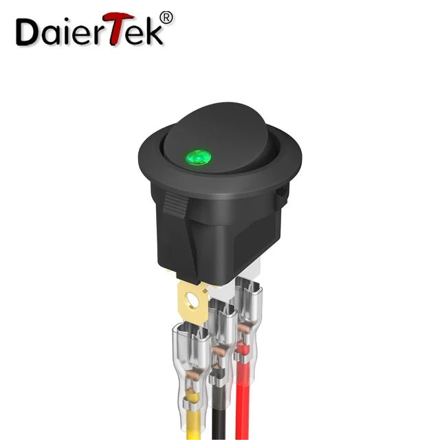 DaierTek 4PCS 12V 3 Pin Round Rocker ON/Off LED Light Toggle Switch SPST With Wires for Car Truck Marine Boat Car Accessories - Action Outdoors Kiwi
