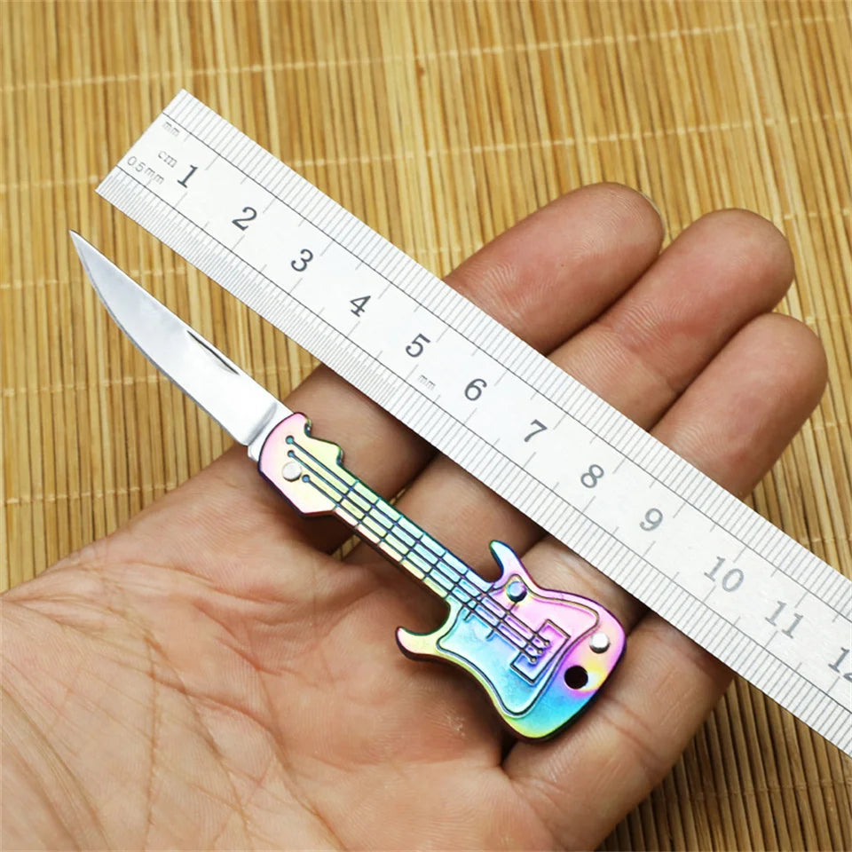 Mini Guitar Keychain Knife Stainless Steel Folding Knife Fishing Filet Knives Portable Multifunction Outdoor Folding Knife - Action Outdoors Kiwi