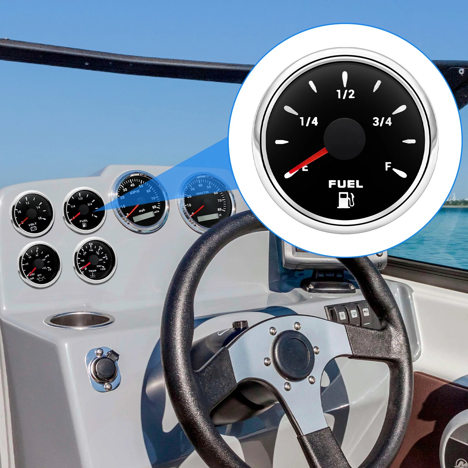 0-190Ω Fuel Float Sensor + Fuel Level Gauge(Option) 7 Color Backlight Fuel Tank Level Gauge With Alarm Light For Marine Car RVS - Action Outdoors Kiwi