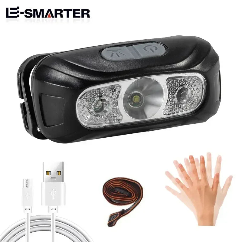 Mini Rechargeable Powerful Sensor Headlamp Fishing Camping USB Head Flashlight COB LED Head Light Torch Headlights Front Lantern - Action Outdoors Kiwi