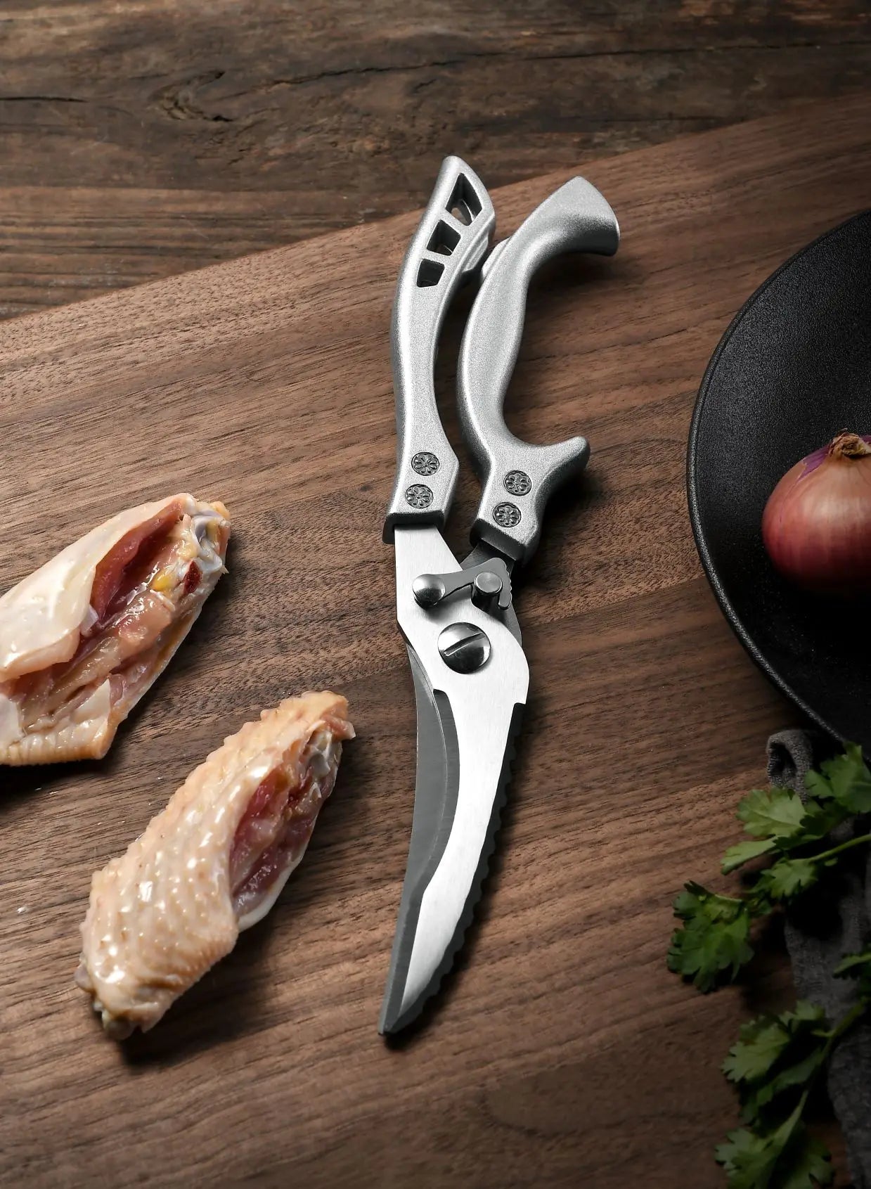 Kitchen Scissors Multifunctional Stainless Steel Food Scissors Chicken Bone Meat Fishing Crab Greens Cutting Trimming Scissors - Action Outdoors Kiwi