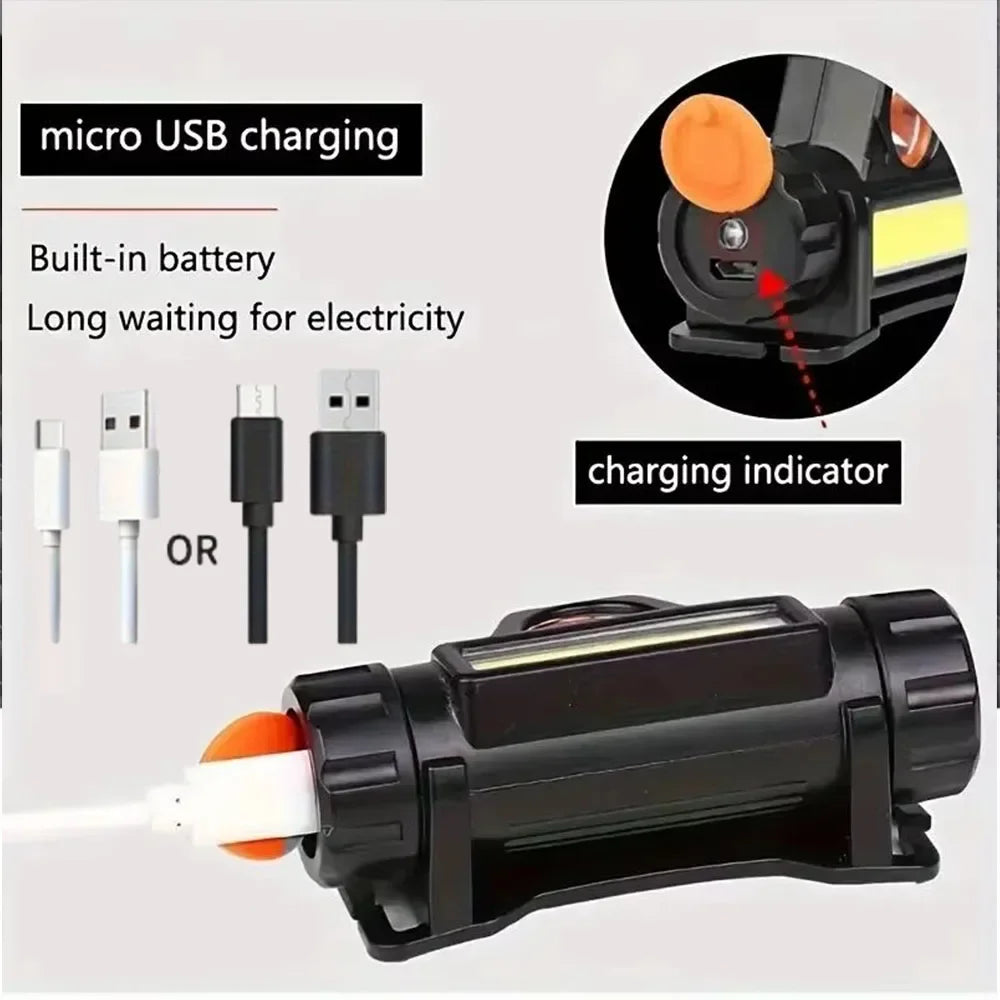 USB Rechargeable Portable Mini Powerful LED Headlamp Fishing XPE+COB Hunting Headlight Waterproof Super Bright Hunting Headlamp - Action Outdoors Kiwi