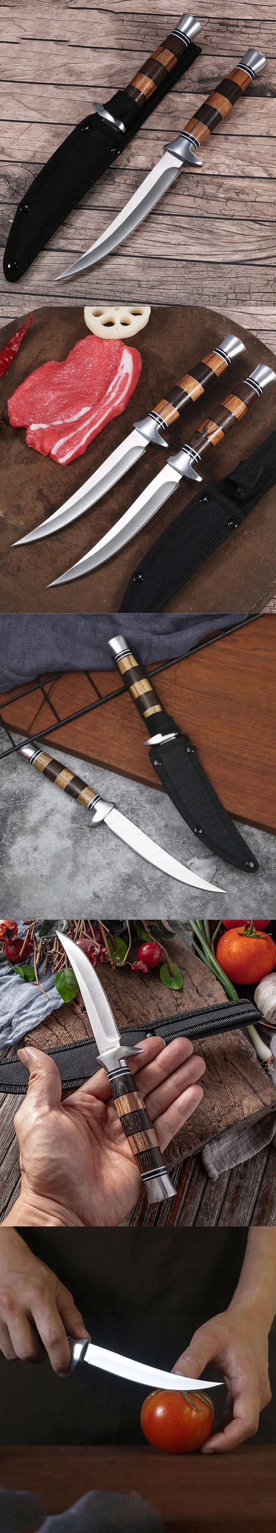 Wood Handle Sashime Knife Fish Filleting Knife High Stainless Steel Kitchen Knives Meat Cleaver Boning Knife Chef Slicing Tools - Action Outdoors Kiwi