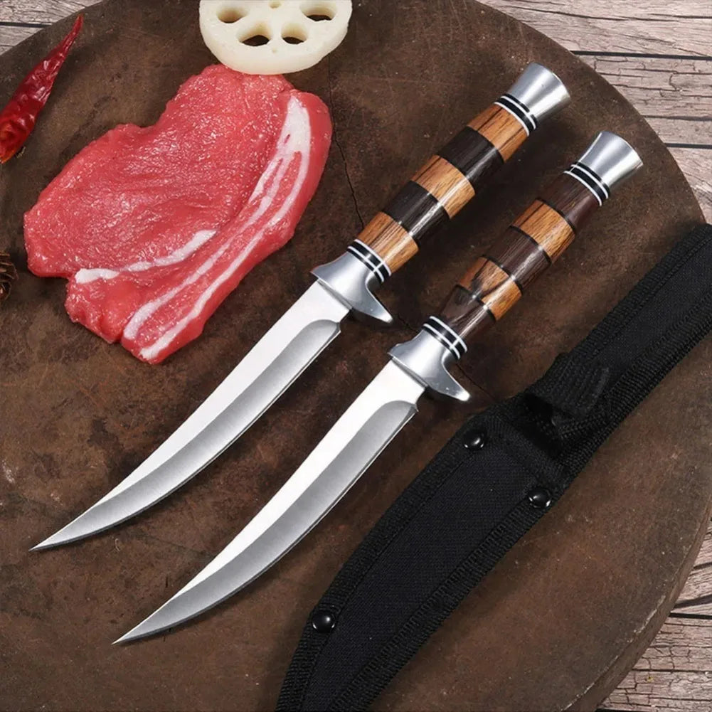 Wood Handle Sashime Knife Fish Filleting Knife High Stainless Steel Kitchen Knives Meat Cleaver Boning Knife Chef Slicing Tools - Action Outdoors Kiwi
