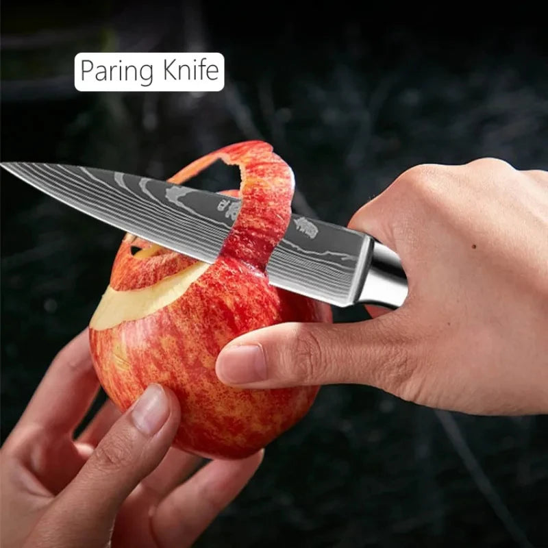 Kitchen Knife Chef Knives Meat Cleaver Fruit Vegetable Knife Slicing Knife Santoku Knife Damascus Pattern Cooking Cutter - Action Outdoors Kiwi