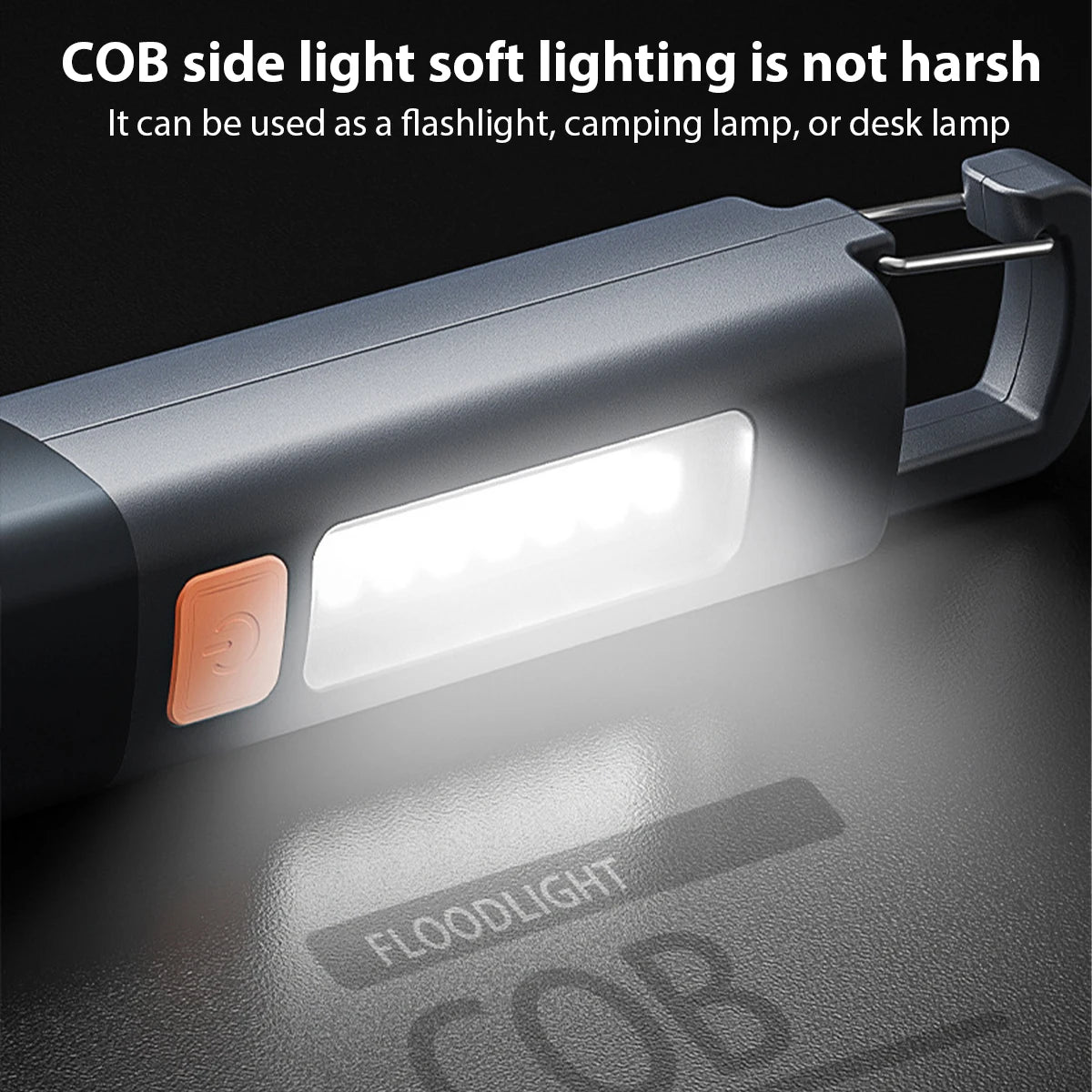 Strong Lighting ABS Flashlamp USB Charging Portable Outdoor Small Flashlight Camping Hanging Lamp Telescopic Focus COB Side Lamp - Action Outdoors Kiwi