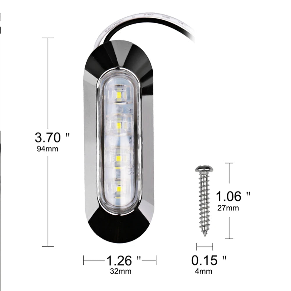 2PCS LED Marine Boat Courtesy Light 12-30V 6LED Waterproof Boat Interior Stern Transom Light Side Marker White Light for Marine - Action Outdoors Kiwi
