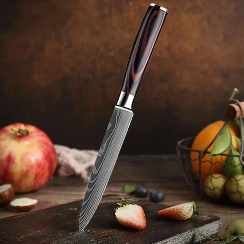 Kitchen Knife Chef Knives Meat Cleaver Fruit Vegetable Knife Slicing Knife Santoku Knife Damascus Pattern Cooking Cutter - Action Outdoors Kiwi