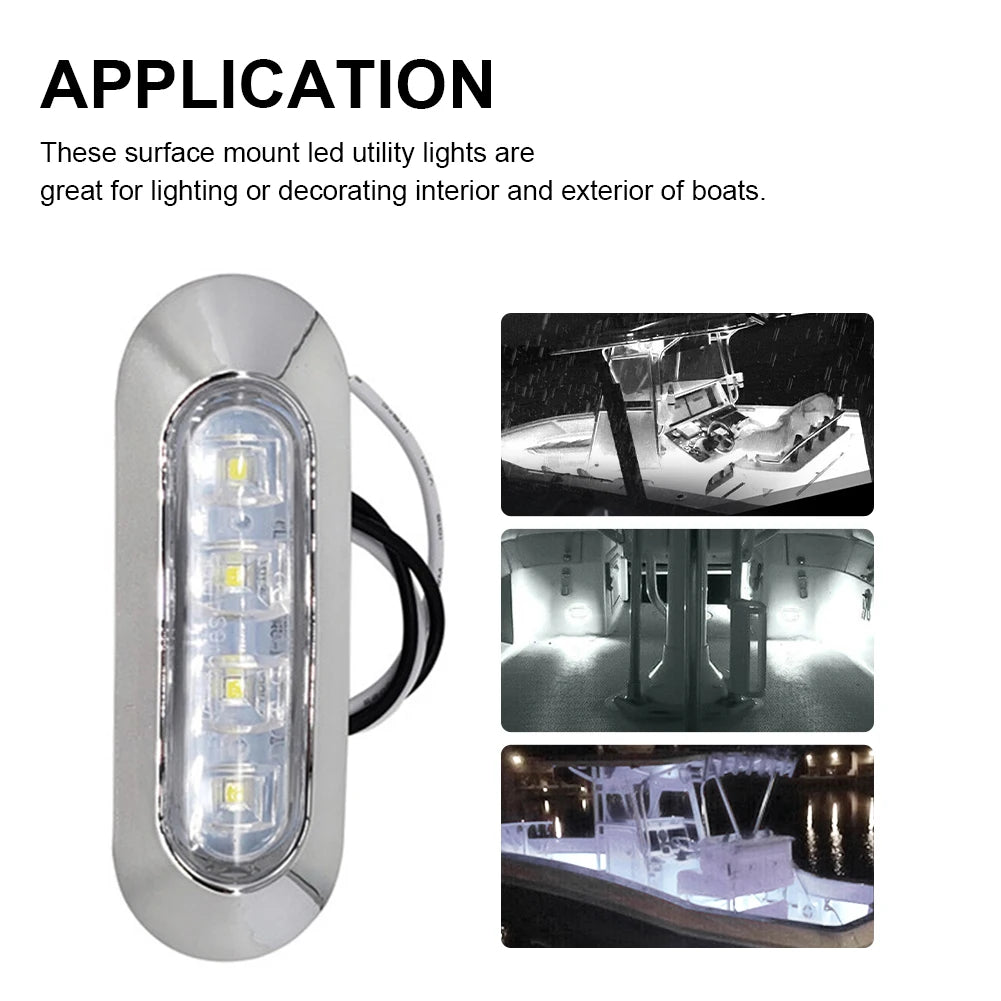 2PCS LED Marine Boat Courtesy Light 12-30V 6LED Waterproof Boat Interior Stern Transom Light Side Marker White Light for Marine - Action Outdoors Kiwi