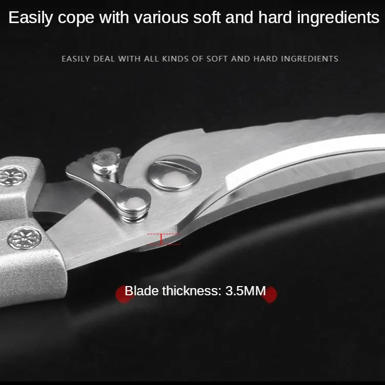 Kitchen Scissors Multifunctional Stainless Steel Food Scissors Chicken Bone Meat Fishing Crab Greens Cutting Trimming Scissors - Action Outdoors Kiwi